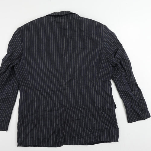 Marks and Spencer Mens Blue Striped Linen Jacket Blazer Size 44 Regular