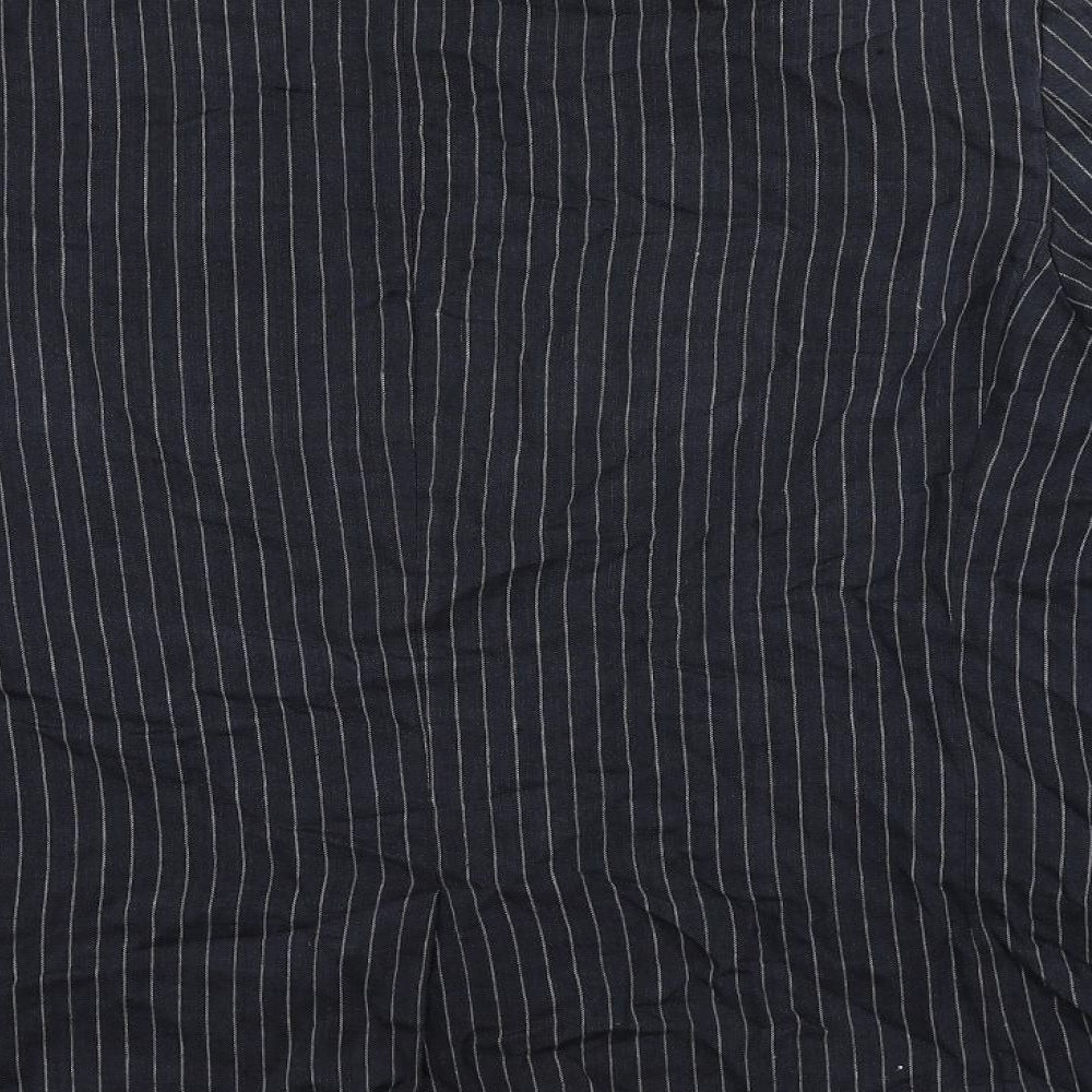 Marks and Spencer Mens Blue Striped Linen Jacket Blazer Size 44 Regular