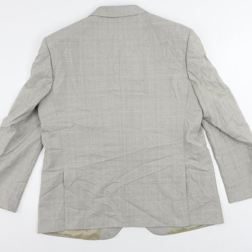 Marks and Spencer Mens Beige Plaid Polyester Jacket Suit Jacket Size 44 Regular