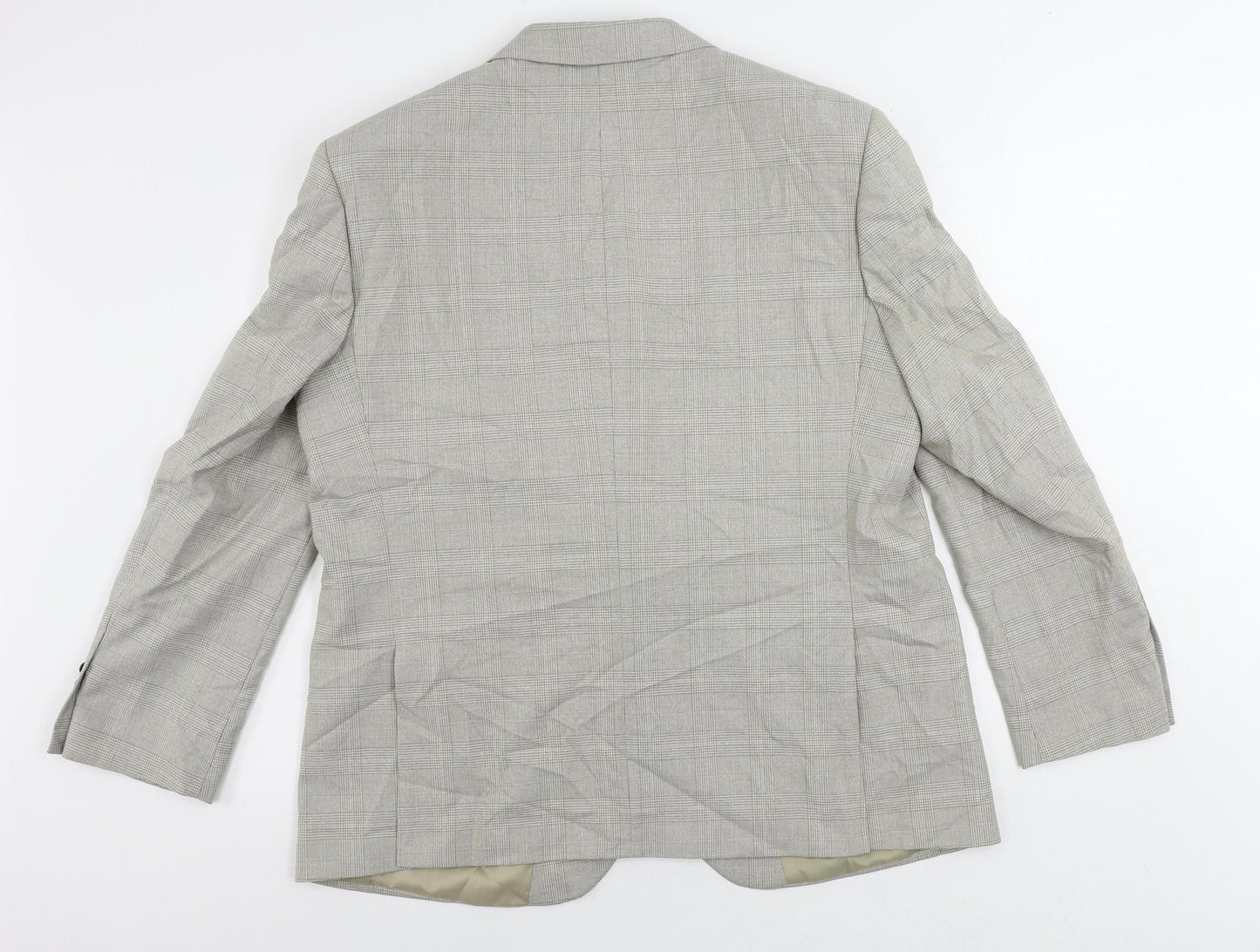 Marks and Spencer Mens Beige Plaid Polyester Jacket Suit Jacket Size 44 Regular