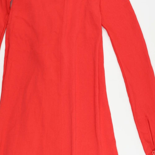 Marks and Spencer Womens Red Polyester Shirt Dress Size 6 Collared Button
