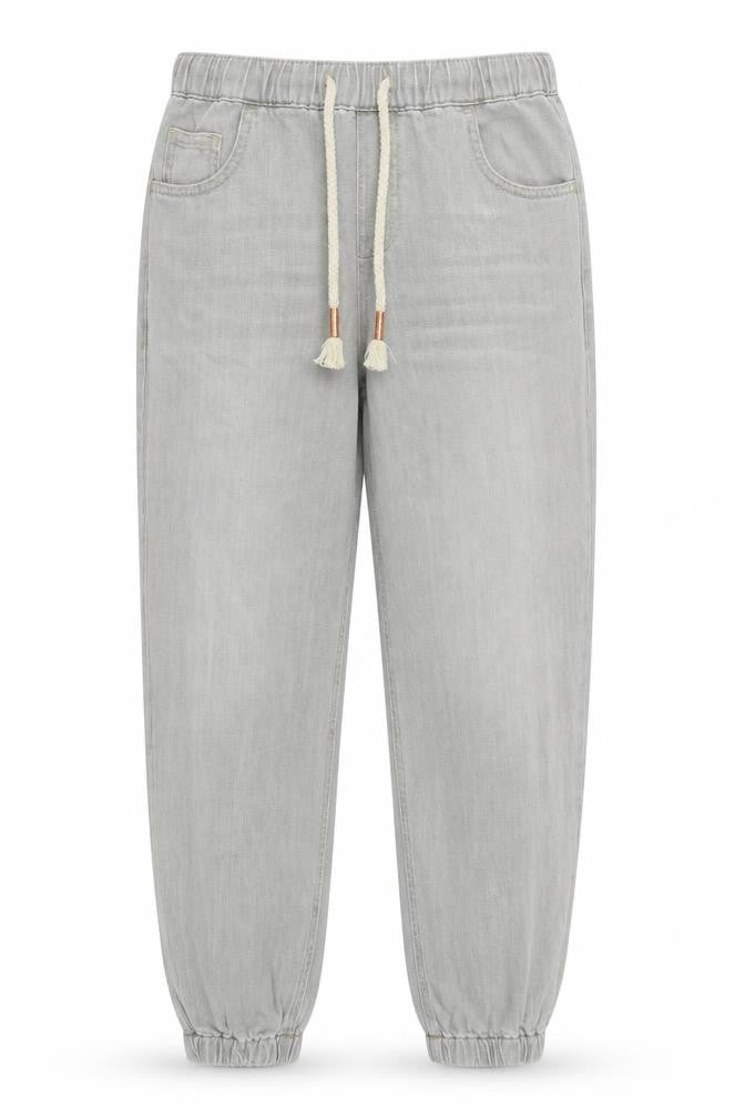 Marks and Spencer Womens Grey Cotton Jogger Trousers Size 6 L25 in Regular Drawstring