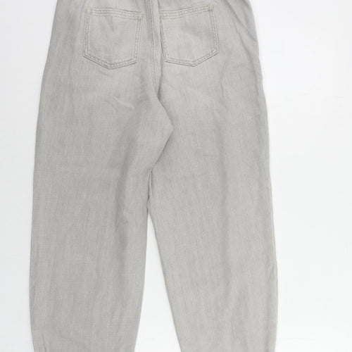 Marks and Spencer Womens Grey Cotton Jogger Trousers Size 6 L25 in Regular Drawstring