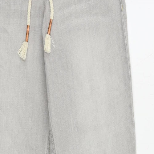 Marks and Spencer Womens Grey Cotton Jogger Trousers Size 6 L25 in Regular Drawstring