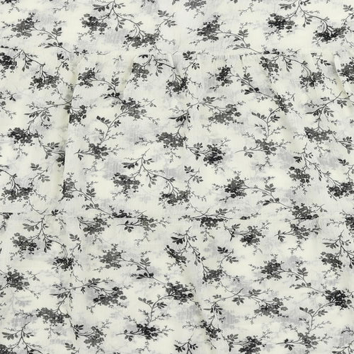 Per Una Womens Ivory Floral Polyester Basic Blouse Size 12 V-Neck - Sheer