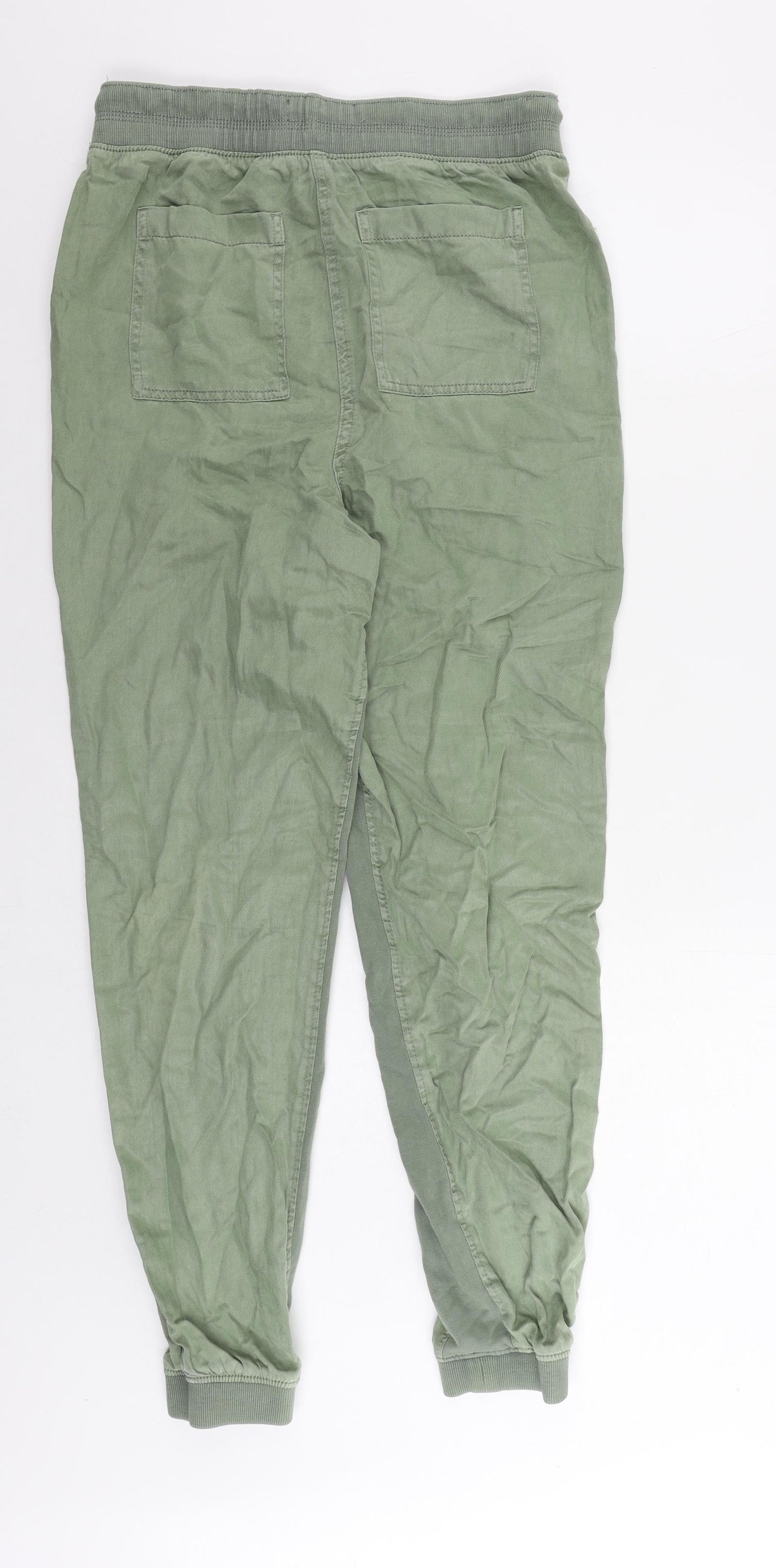 Marks and Spencer Womens Green Lyocell Jogger Trousers Size 10 L30 in Regular Drawstring