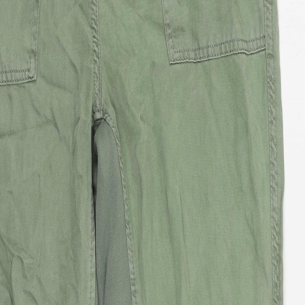 Marks and Spencer Womens Green Lyocell Jogger Trousers Size 10 L30 in Regular Drawstring