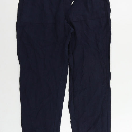 Marks and Spencer Womens Blue Lyocell Jogger Trousers Size 10 L25 in Regular Drawstring - Elastic Waist