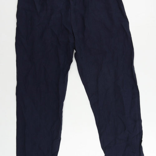 Marks and Spencer Womens Blue Lyocell Jogger Trousers Size 10 L25 in Regular Drawstring - Elastic Waist