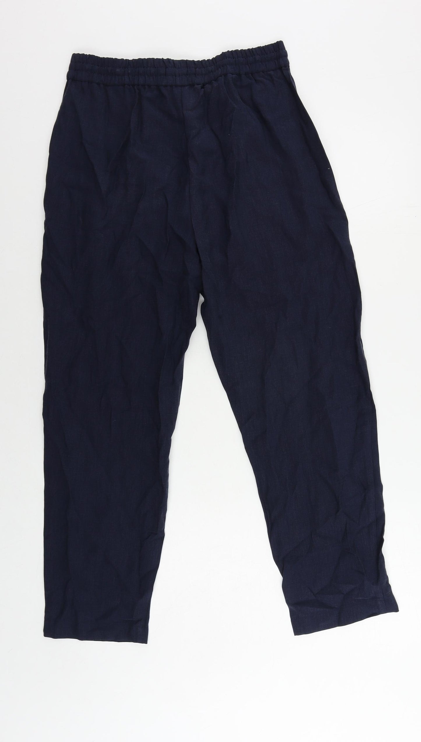 Marks and Spencer Womens Blue Lyocell Jogger Trousers Size 10 L25 in Regular Drawstring - Elastic Waist