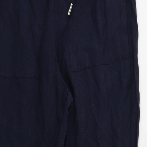 Marks and Spencer Womens Blue Lyocell Jogger Trousers Size 10 L25 in Regular Drawstring - Elastic Waist