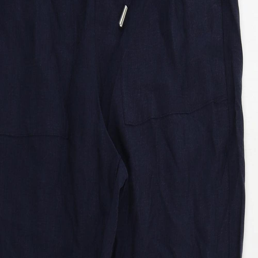 Marks and Spencer Womens Blue Lyocell Jogger Trousers Size 10 L25 in Regular Drawstring - Elastic Waist