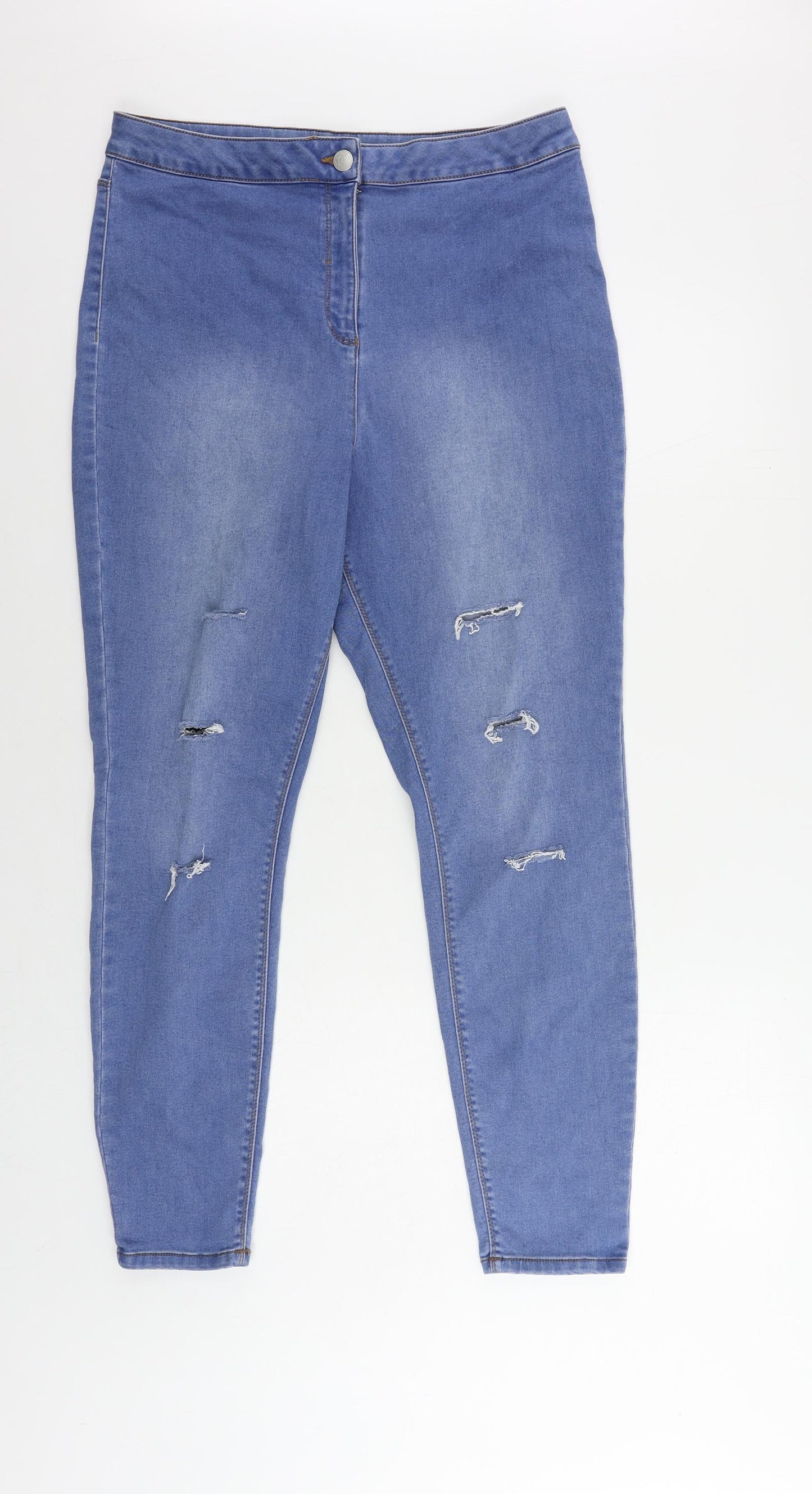 Papaya Womens Blue Cotton Skinny Jeans Size 16 L28 in Regular Zip