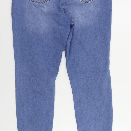 Papaya Womens Blue Cotton Skinny Jeans Size 16 L28 in Regular Zip