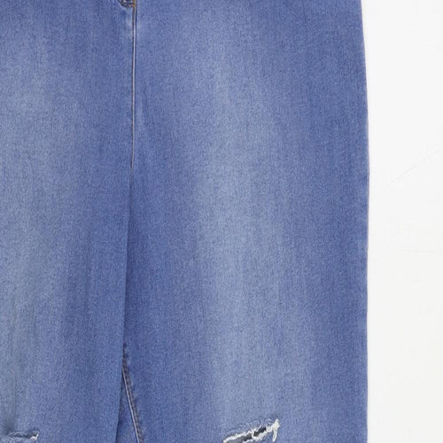 Papaya Womens Blue Cotton Skinny Jeans Size 16 L28 in Regular Zip