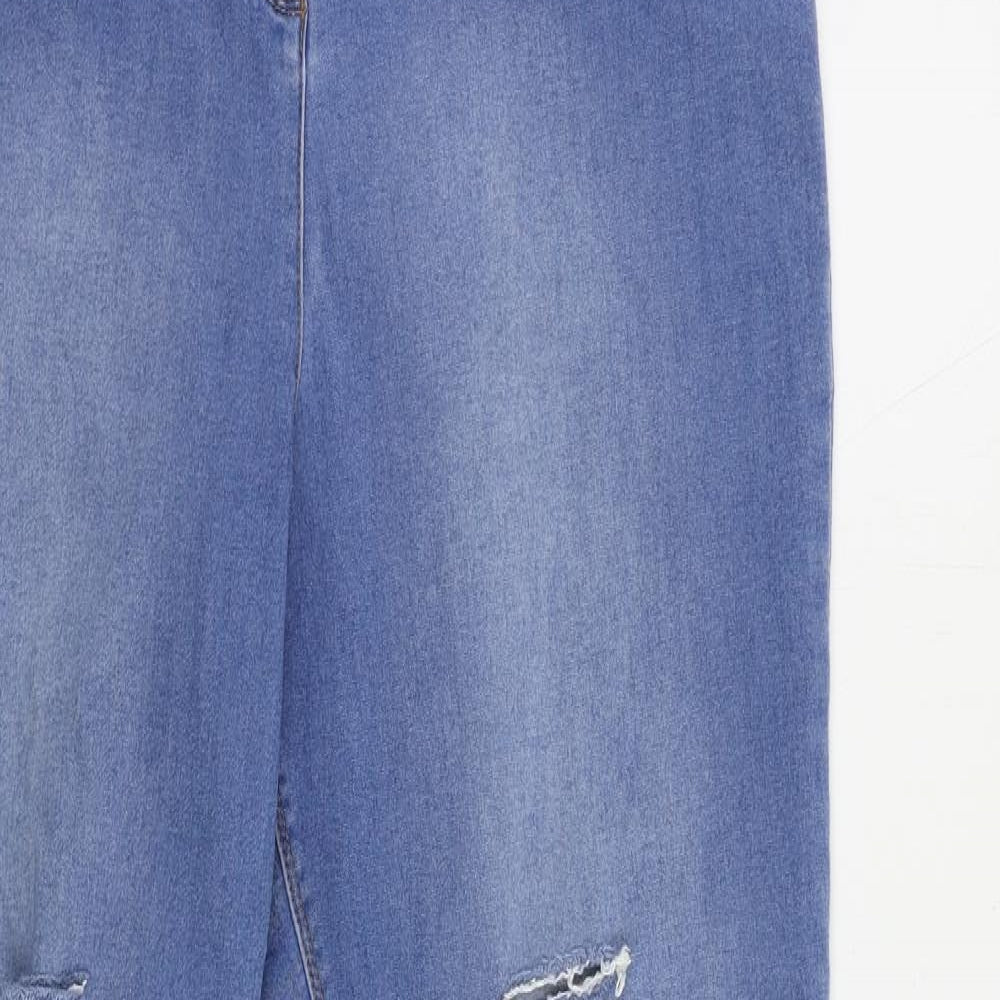 Papaya Womens Blue Cotton Skinny Jeans Size 16 L28 in Regular Zip