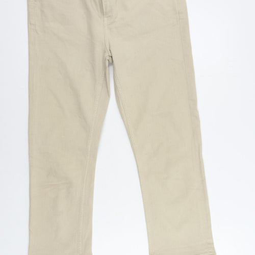 Fat Face Womens Ivory Cotton Capri Jeans Size 12 L24 in Regular Zip