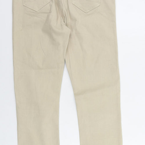 Fat Face Womens Ivory Cotton Capri Jeans Size 12 L24 in Regular Zip