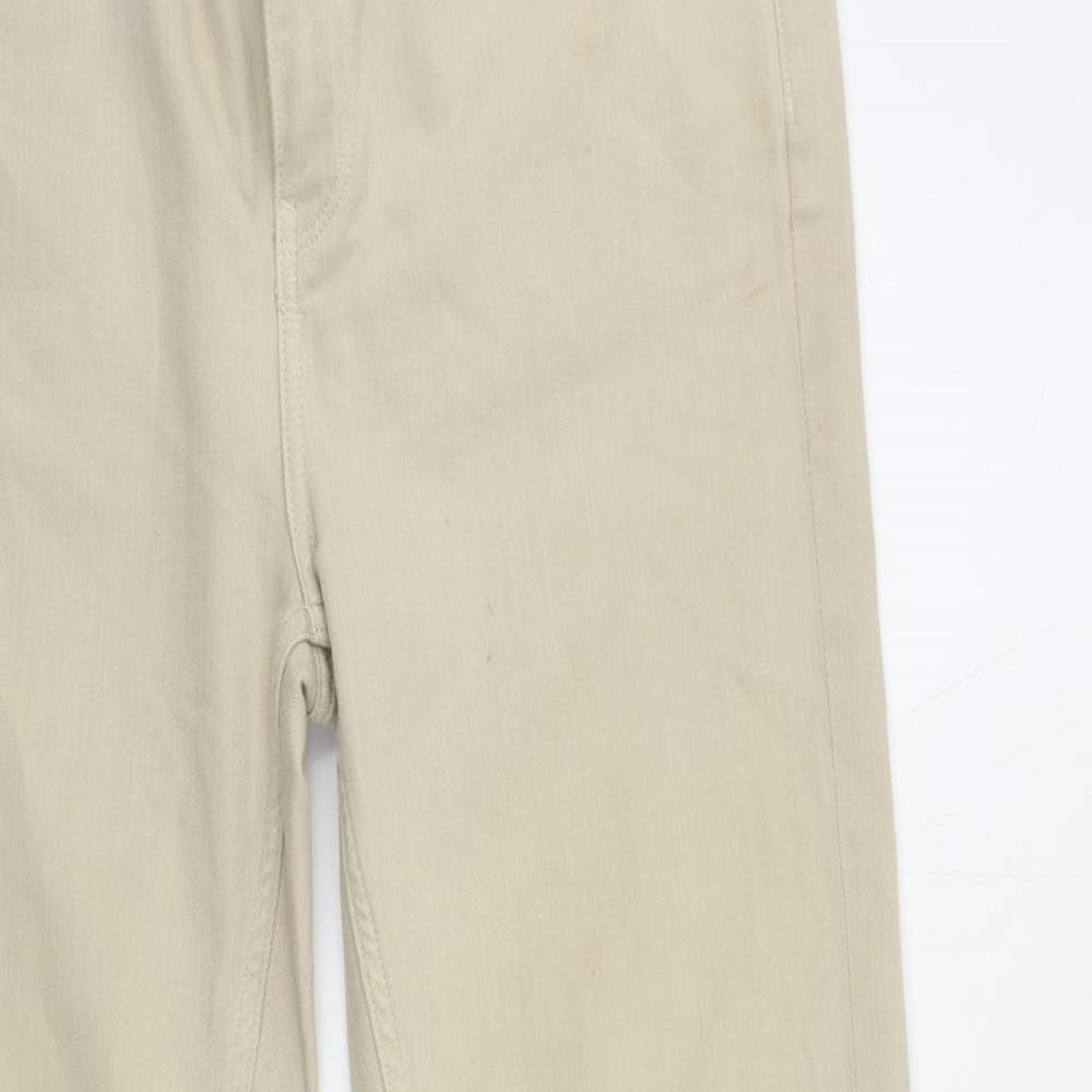 Fat Face Womens Ivory Cotton Capri Jeans Size 12 L24 in Regular Zip