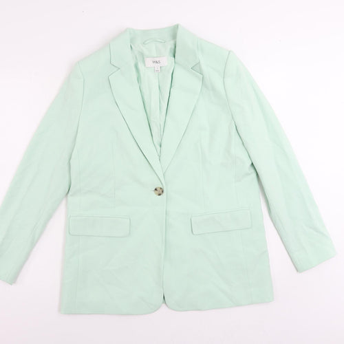 Marks and Spencer Womens Green Jacket Blazer Size 12 Button