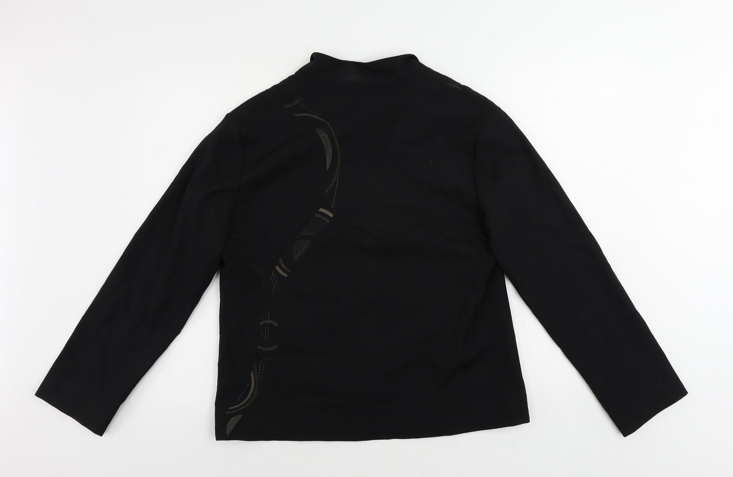 Nitya Womens Black Jacket Blazer Size 10 Button - Embroidered
