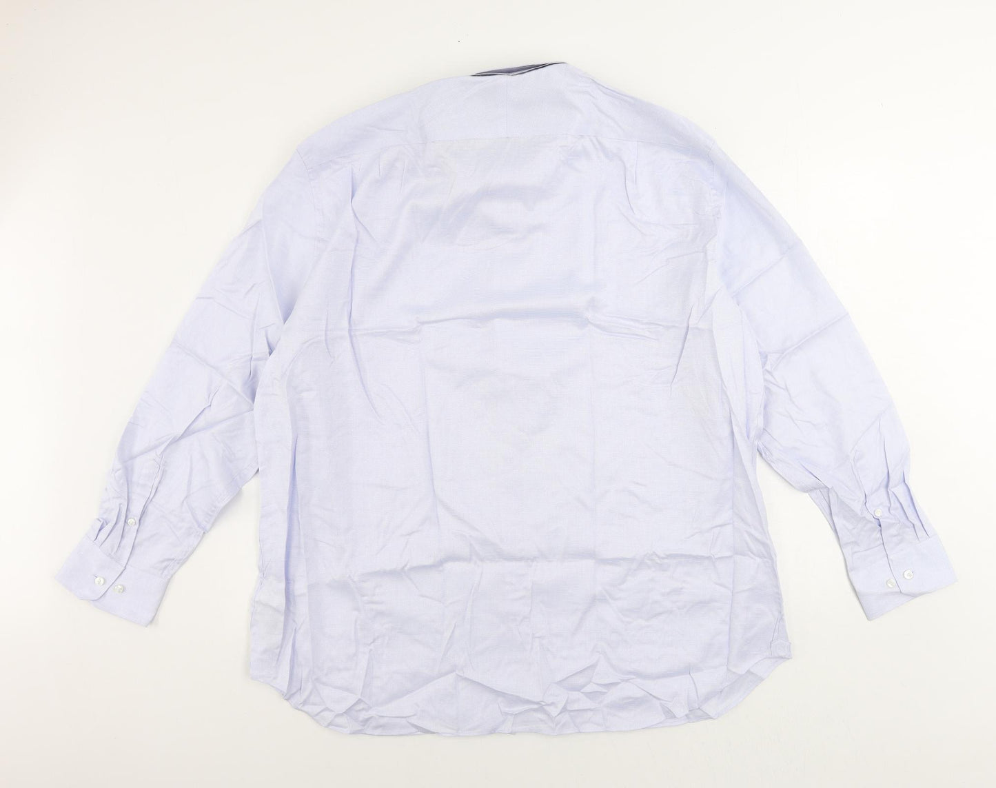 Marks and Spencer Mens Blue Polka Dot Cotton Button-Up Size 18.5 Collared Button