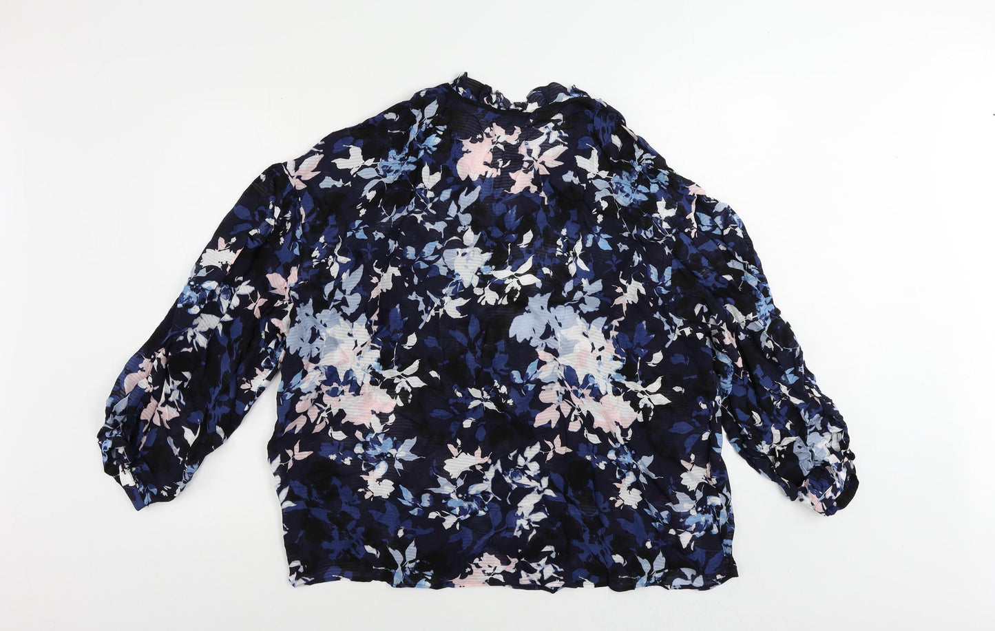 Marks and Spencer Womens Blue Geometric Viscose Basic Blouse Size 20 V-Neck