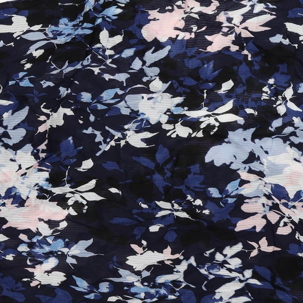 Marks and Spencer Womens Blue Geometric Viscose Basic Blouse Size 20 V-Neck