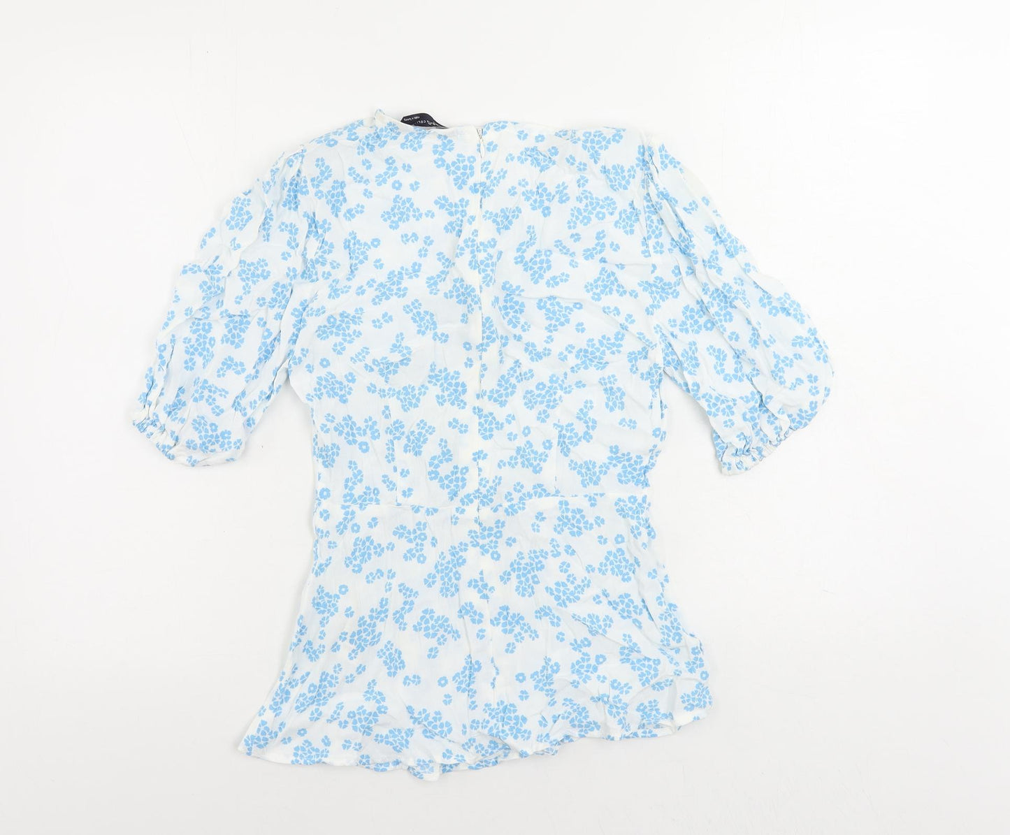 Marks and Spencer Womens White Floral Viscose Basic Blouse Size 6 Round Neck
