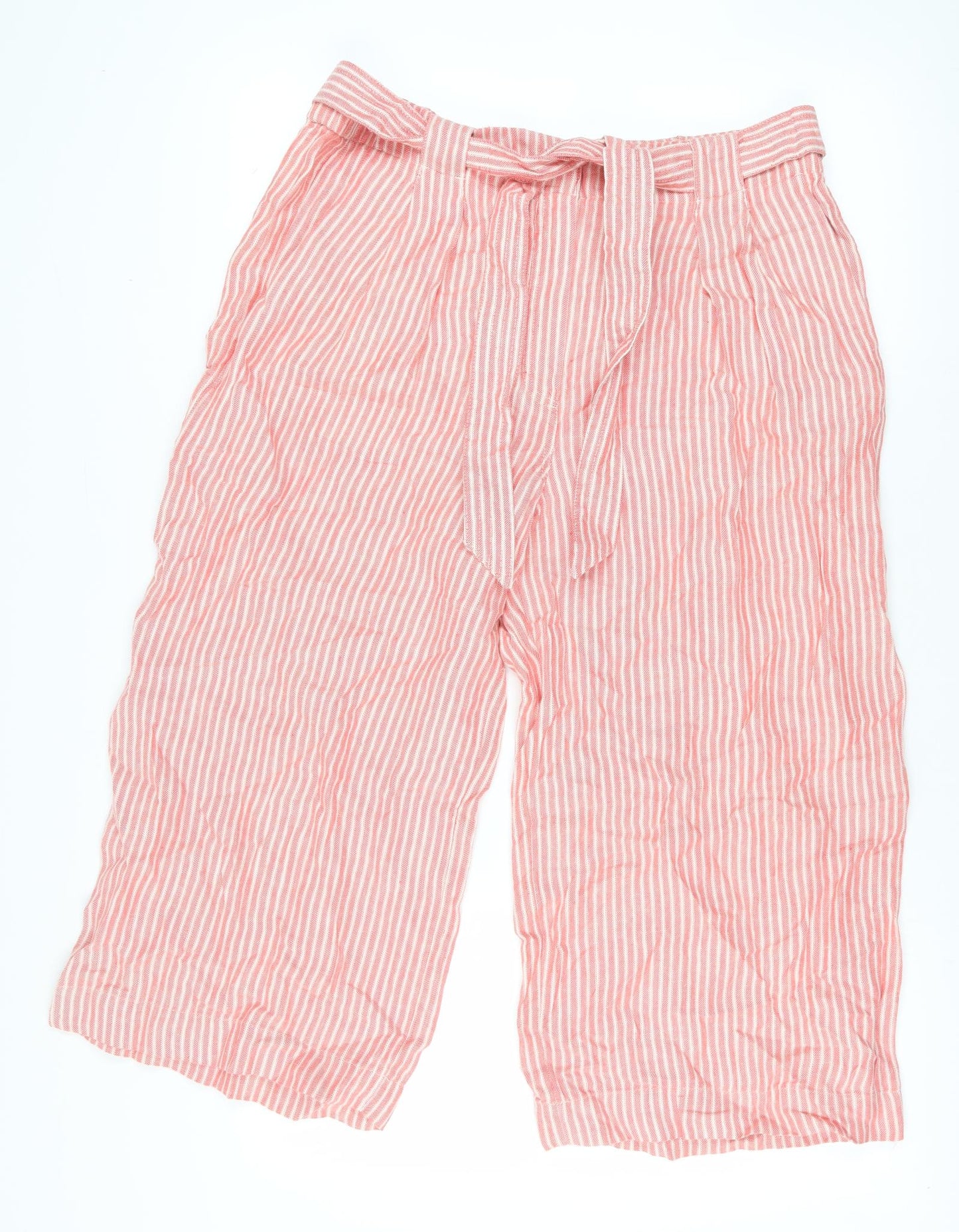 Marks and Spencer Women's Pink Cropped Linen Trousers