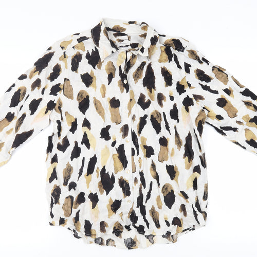 Marks and Spencer Women's Multicoloured Animal Print Button-Up Shirt