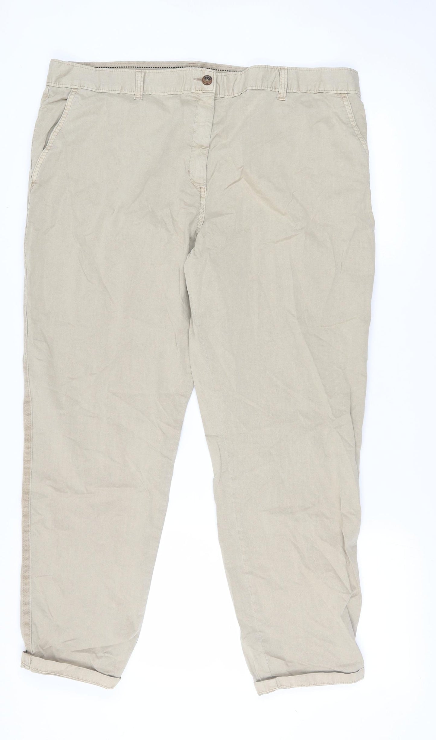 Marks and Spencer Women's Beige Chino Trousers Size 20