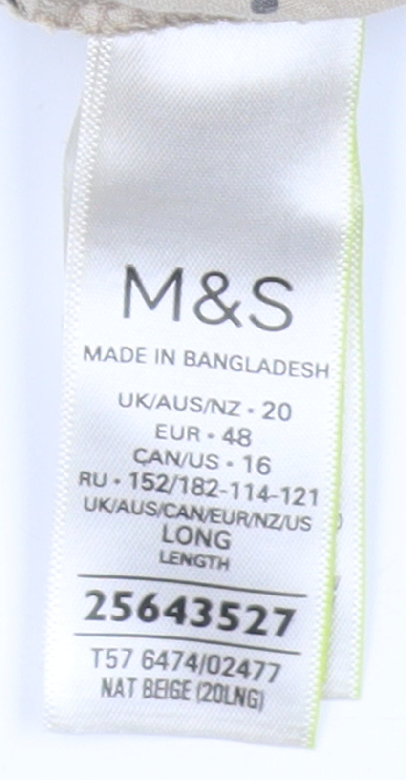 Marks and Spencer Women's Beige Chino Trousers Size 20