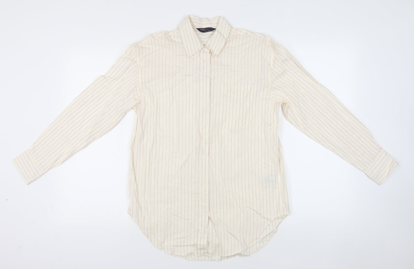 Marks and Spencer Womens Ivory Striped Button-Up Shirt