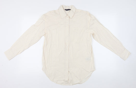 Marks and Spencer Womens Ivory Striped Button-Up Shirt