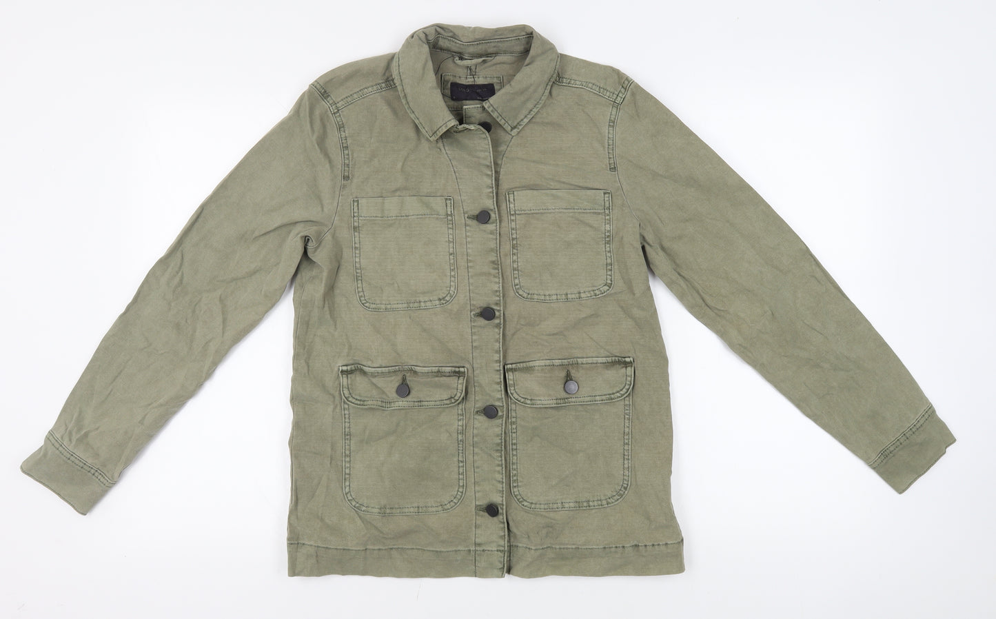 Marks and Spencer Women's Green Military Jacket Size 8