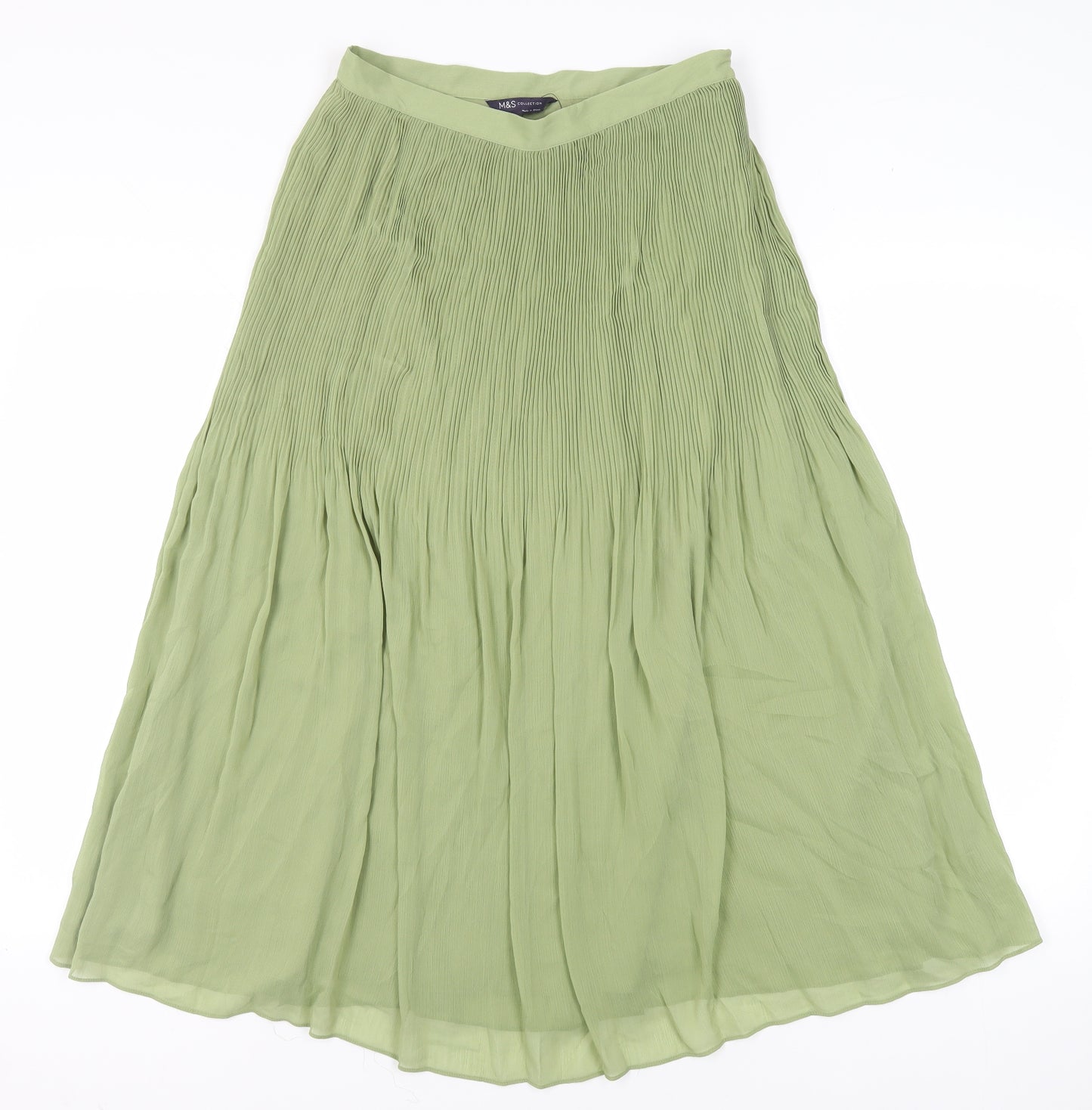 Marks and Spencer Women's Green Pleated Midi Skirt