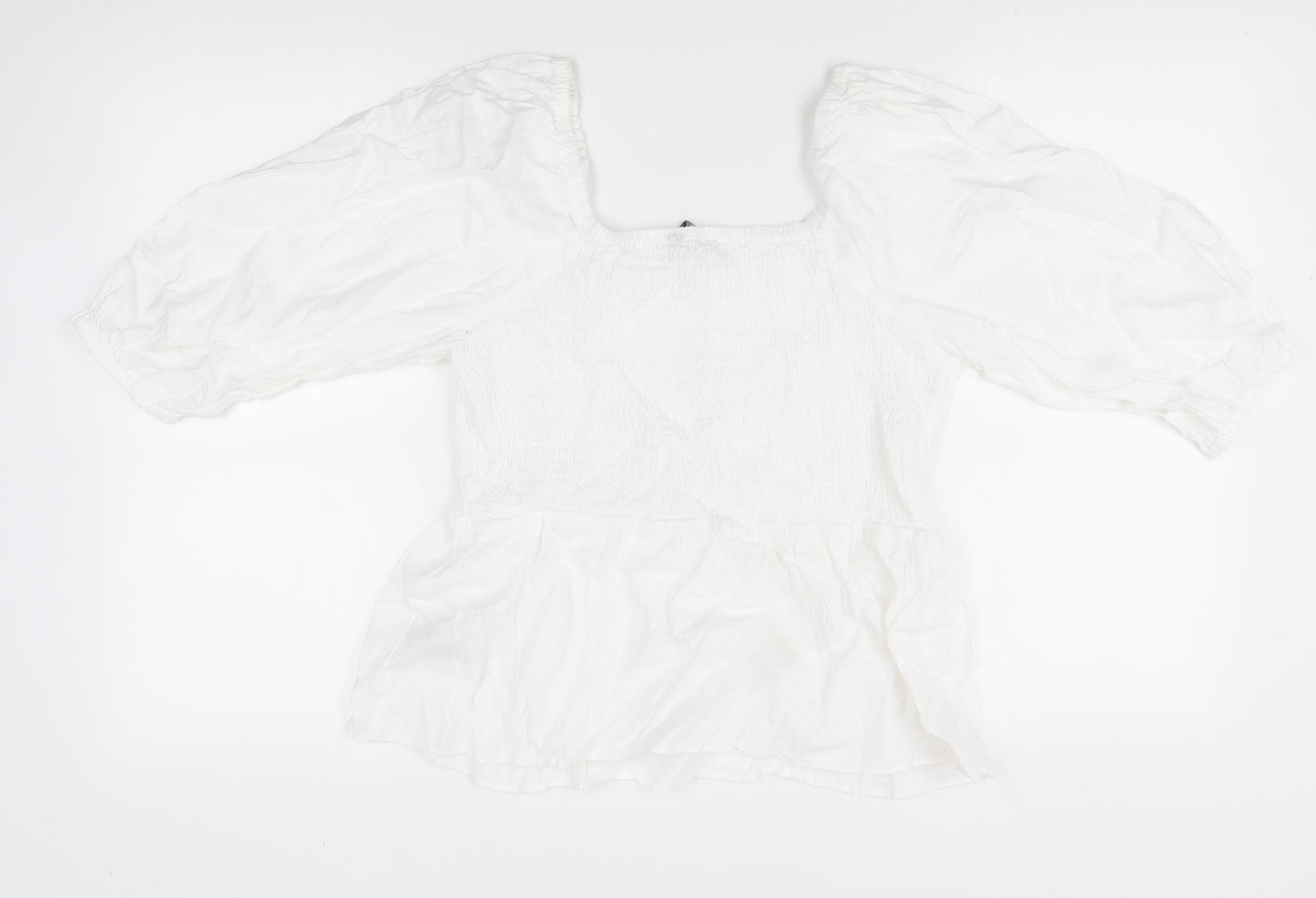 Marks and Spencer Women's White Cropped Linen Blouse Size 14