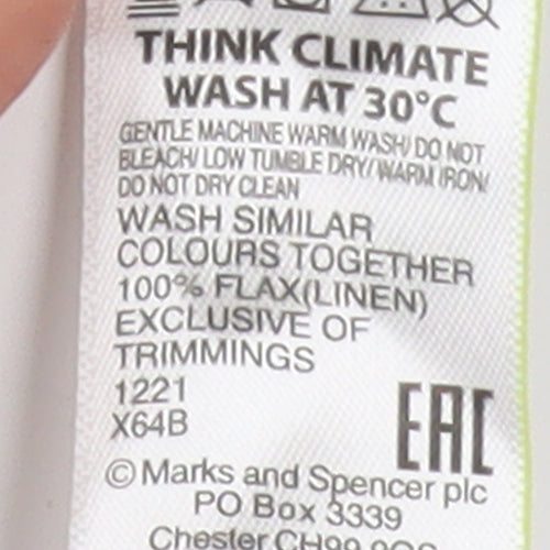 Marks and Spencer Women's White Cropped Linen Blouse Size 14