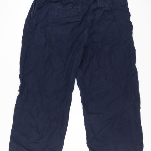 Marks and Spencer Women's Blue Linen Paperbag Trousers