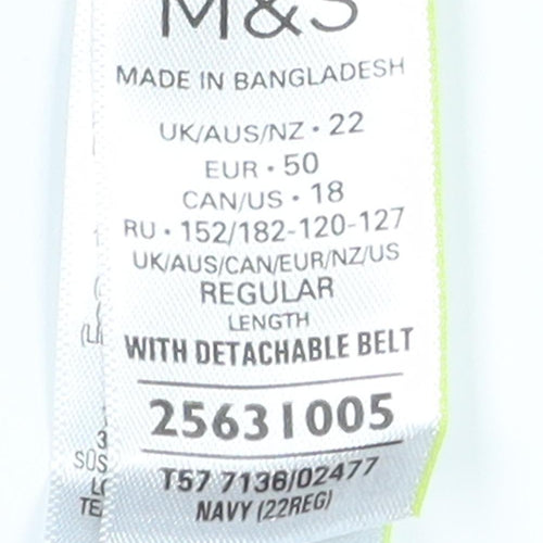 Marks and Spencer Women's Blue Linen Paperbag Trousers