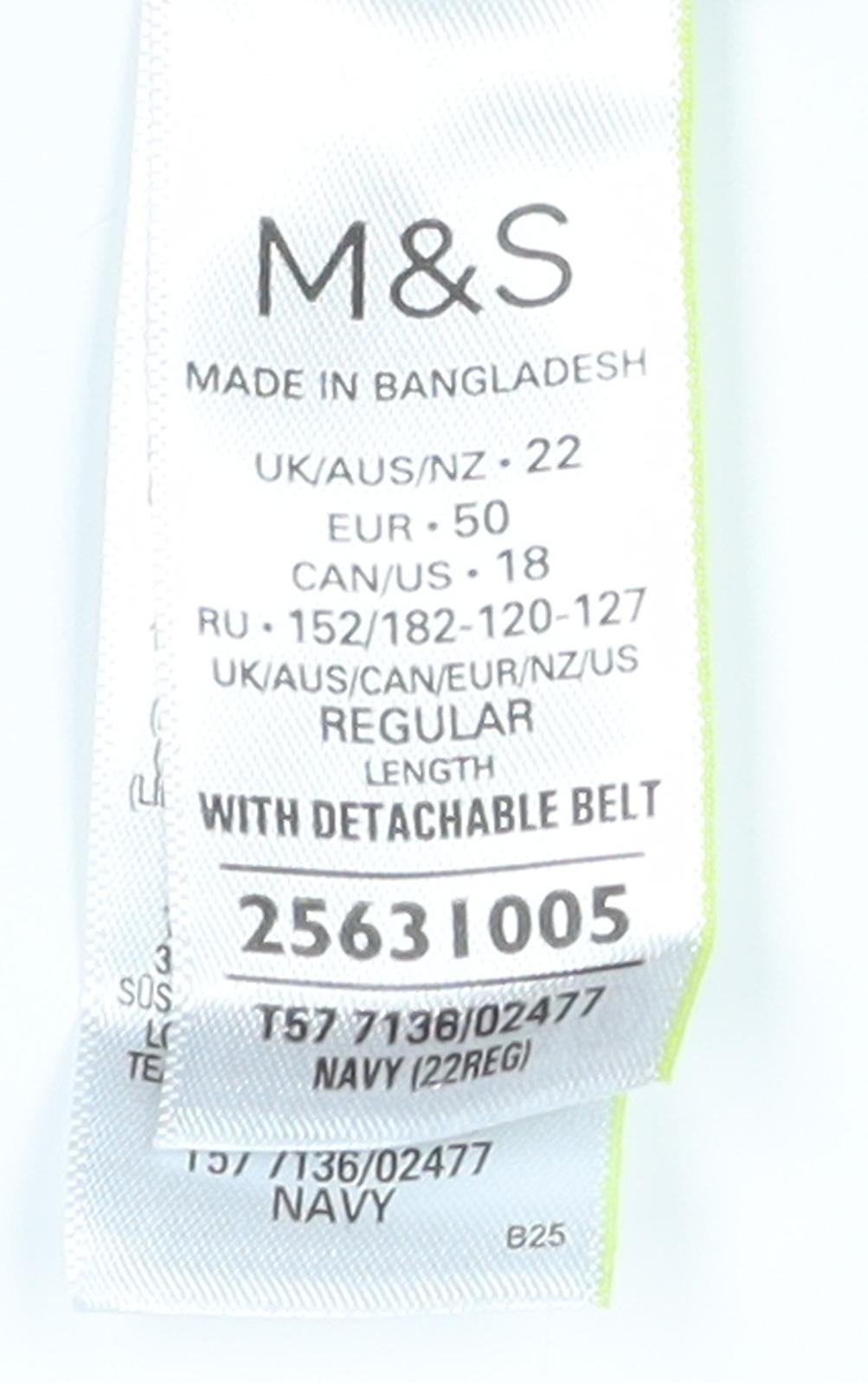 Marks and Spencer Women's Blue Linen Paperbag Trousers