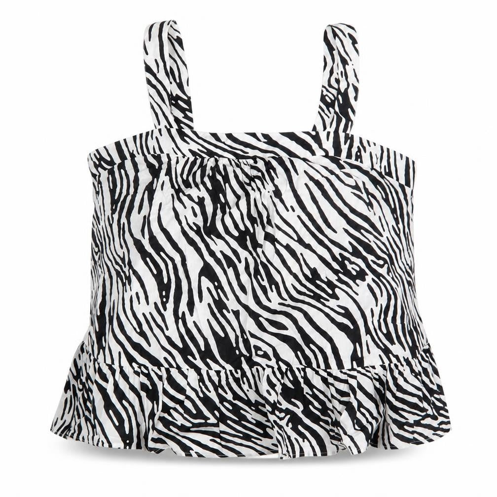 Front view of Marks & Spencer Women's Black Zebra Tank Camisole, size 24