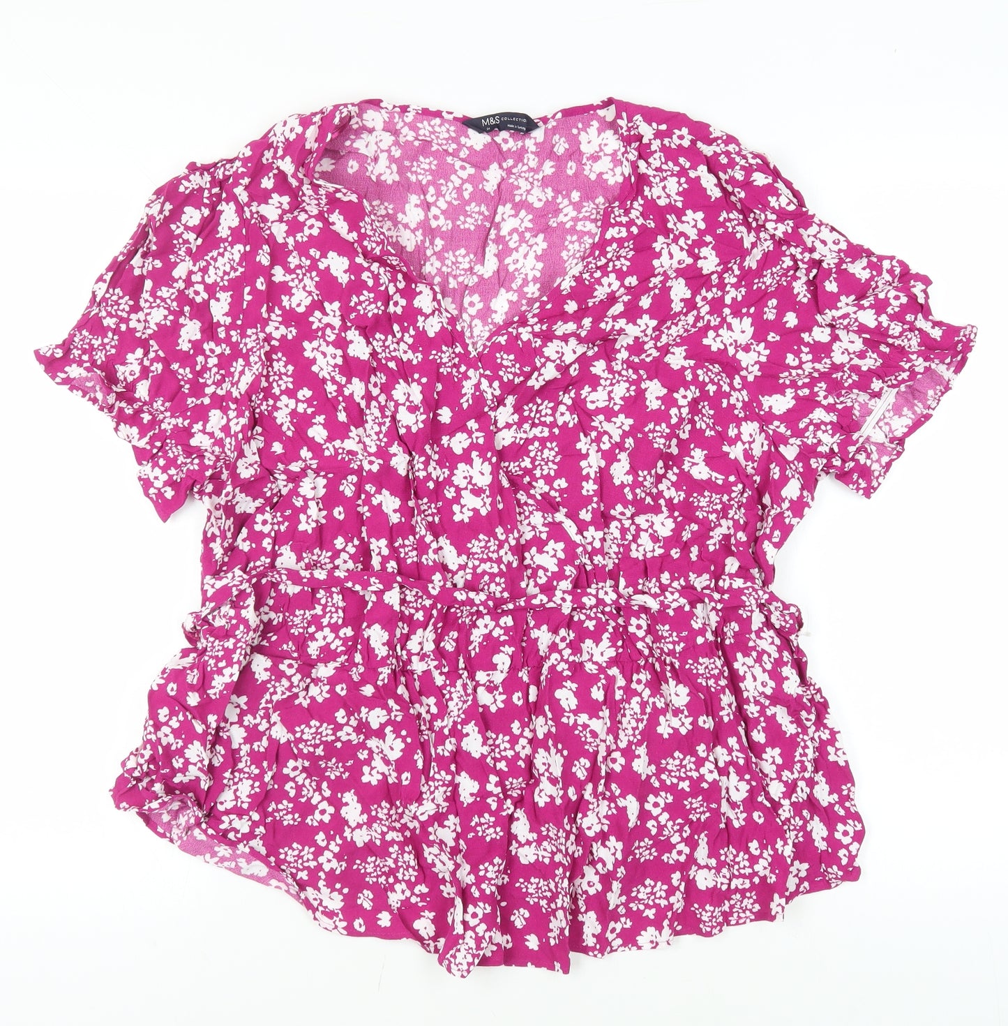 Marks and Spencer Women's Pink Floral Tunic Blouse Size 24