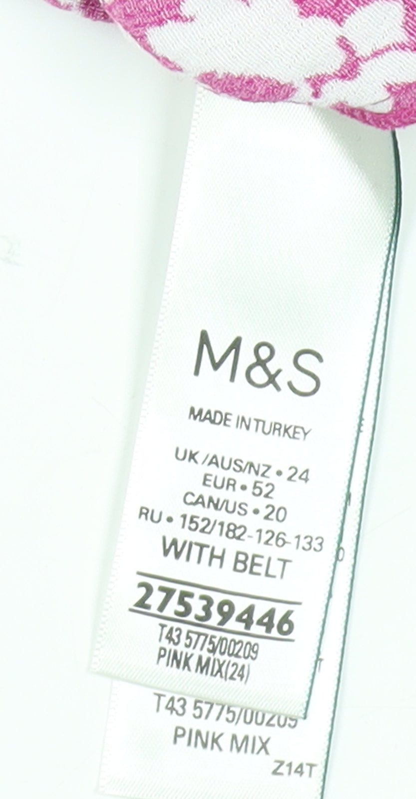 Marks and Spencer Women's Pink Floral Tunic Blouse Size 24