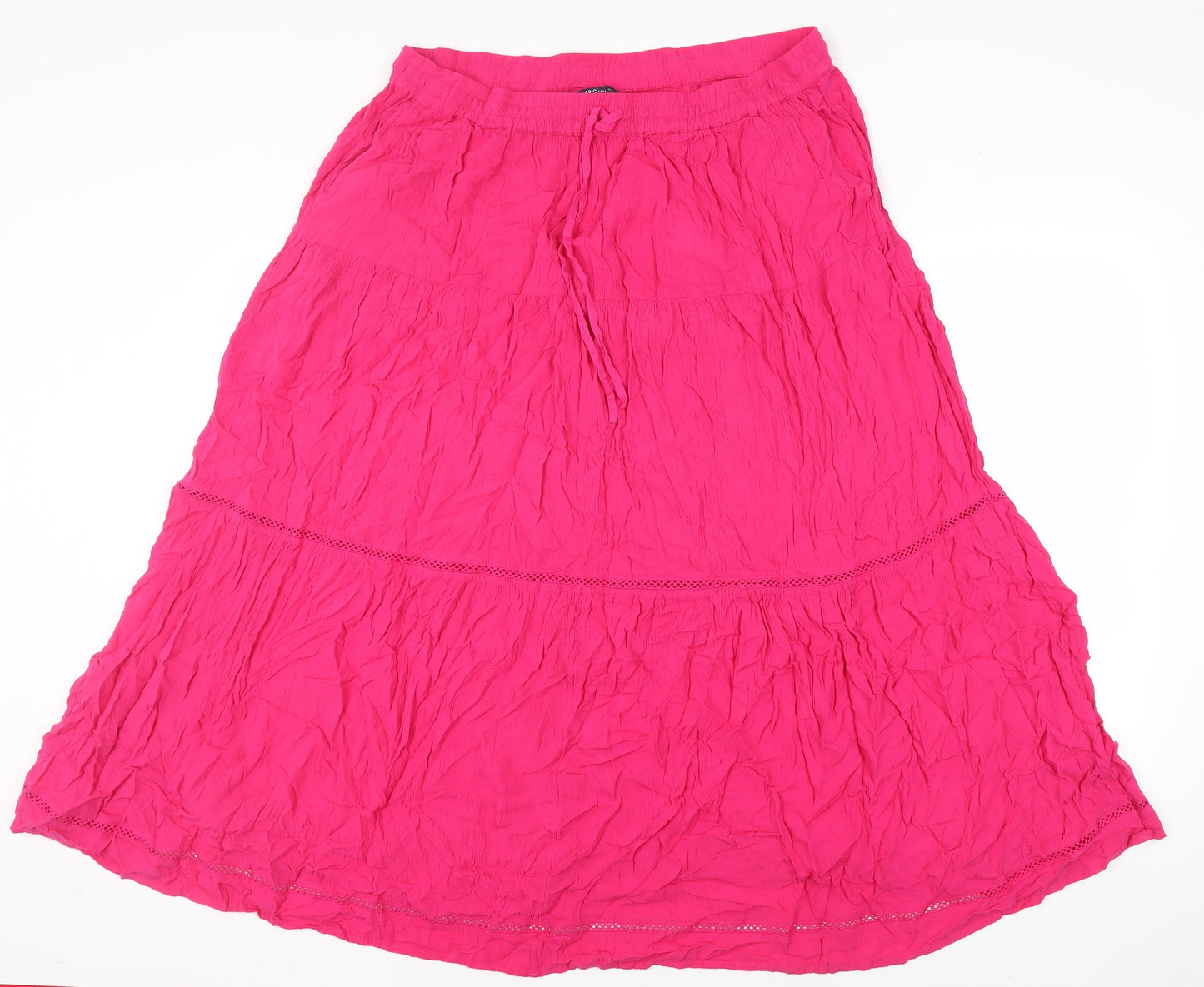 Marks and Spencer Women's Pink Midi A-Line Skirt 18