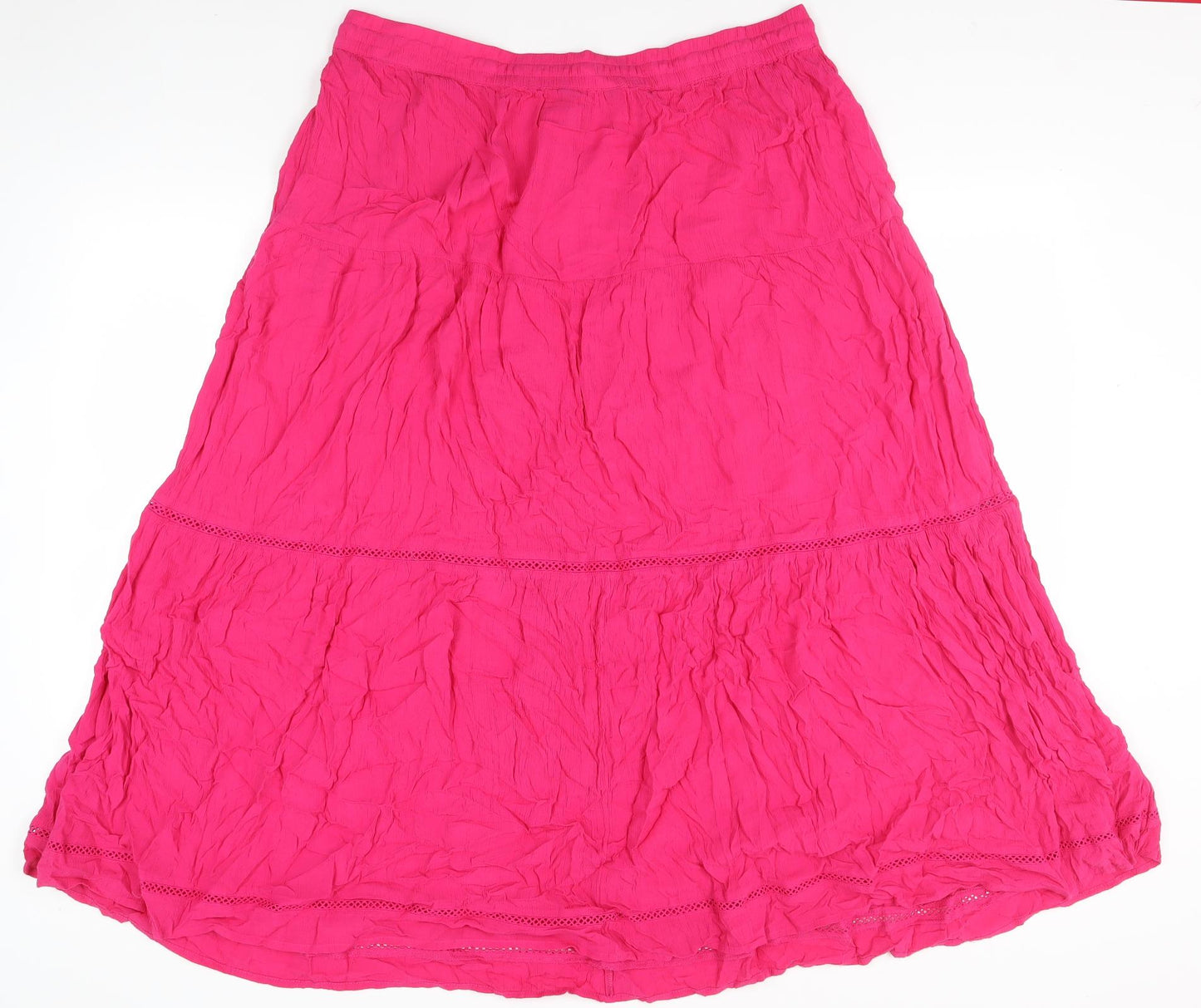 Marks and Spencer Women's Pink Midi A-Line Skirt 18