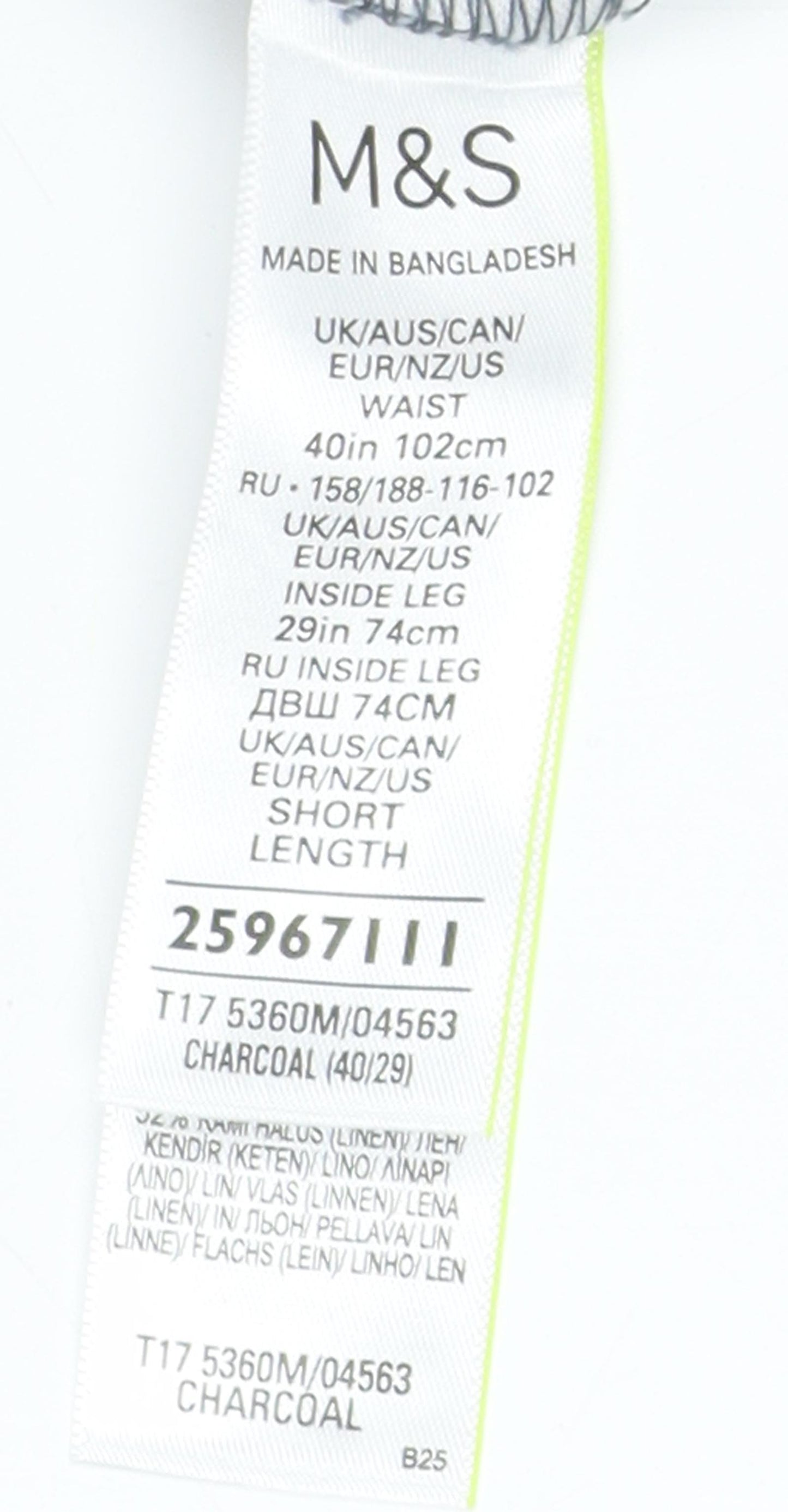 Marks and Spencer Unisex Blue Chino Trousers Size 40 Regular