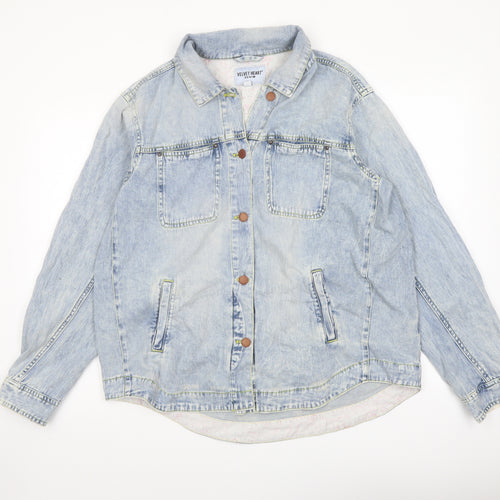 Velvet Heart Womens Blue Jacket Size L Button