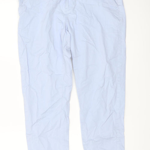 RESERVED Womens Blue Cotton Trousers Size 10 L27 in Regular Button